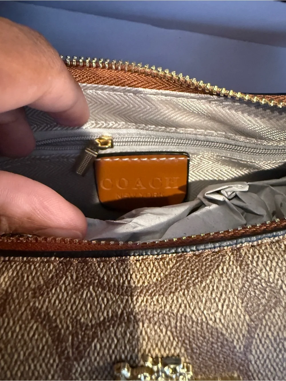 Coach Signature Canvas Shoulder Bag in Tan and Brown - Picture 2 of 3